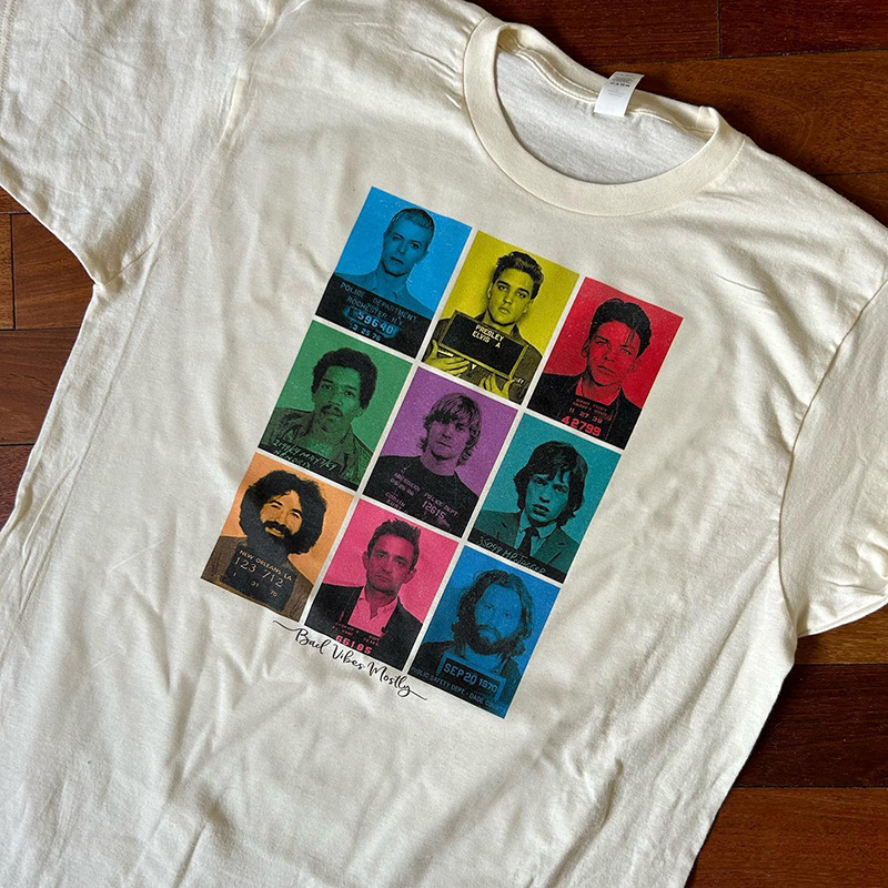 Famous Musicians Mugshots T-Shirt. These arrested musicians and their mugshots are the perfect conversation starters you need while waiting for your friends band to start playing.